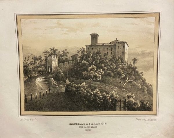 Litografia tratta dalla serie "Trenta vedute di castelli del Piacentino